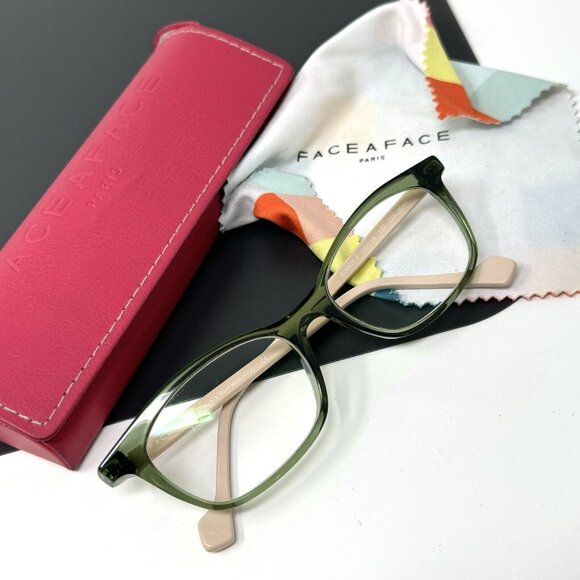 Face A Face Eyeglasses Frames Mandy 2 Transparent Bottle Green Hand Made Italy - Picture 1 of 13